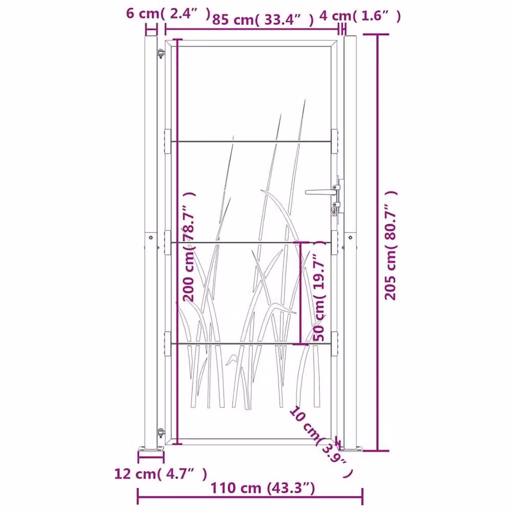 Berkfield Home Steel Garden Gate in Anthracite Grey, W: 105 cm, H: 205 cm – 5