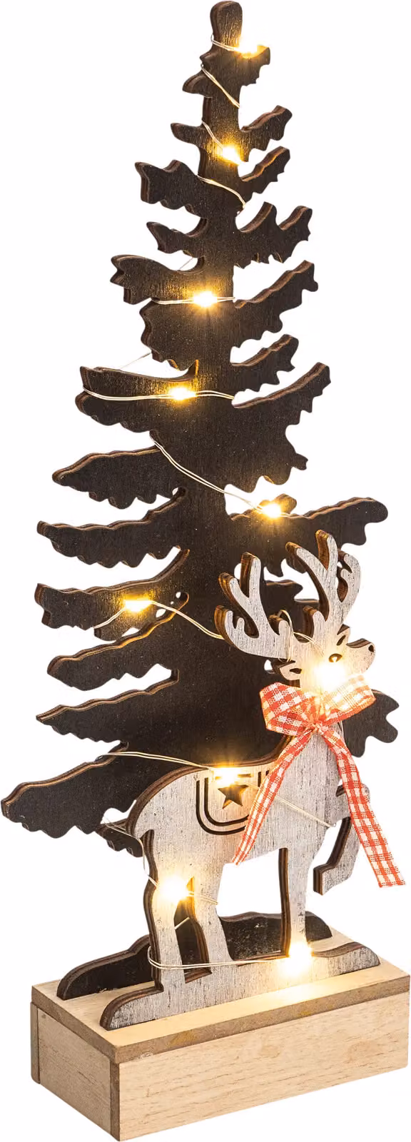 Netagon Battery Powered Wooden Tabletop Christmas Tree Light Effect in Beige – 3