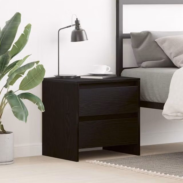 Berkfield Home Black Oak Bedside Cabinet W/D/H: 45 x 34 x 44.5 cm – 1