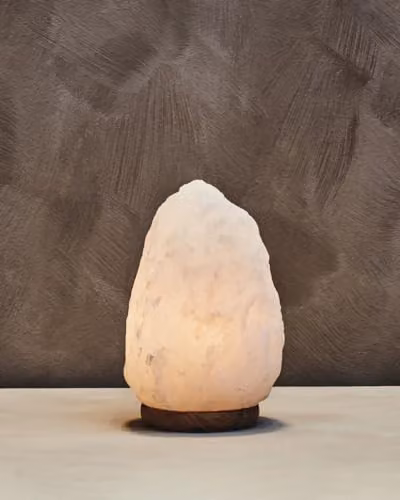 Orsina Nepal Natural White Salt Lamp with Wood Base H 23 x W 12 x D 12 cm – 2