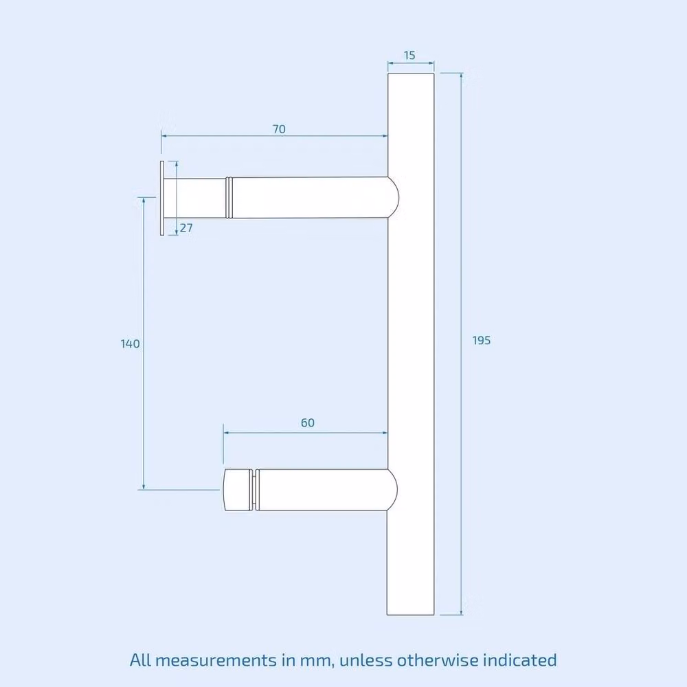 VOGREX Home Black Stainless Steel Round Shower Door Handle, 195 mm – 2
