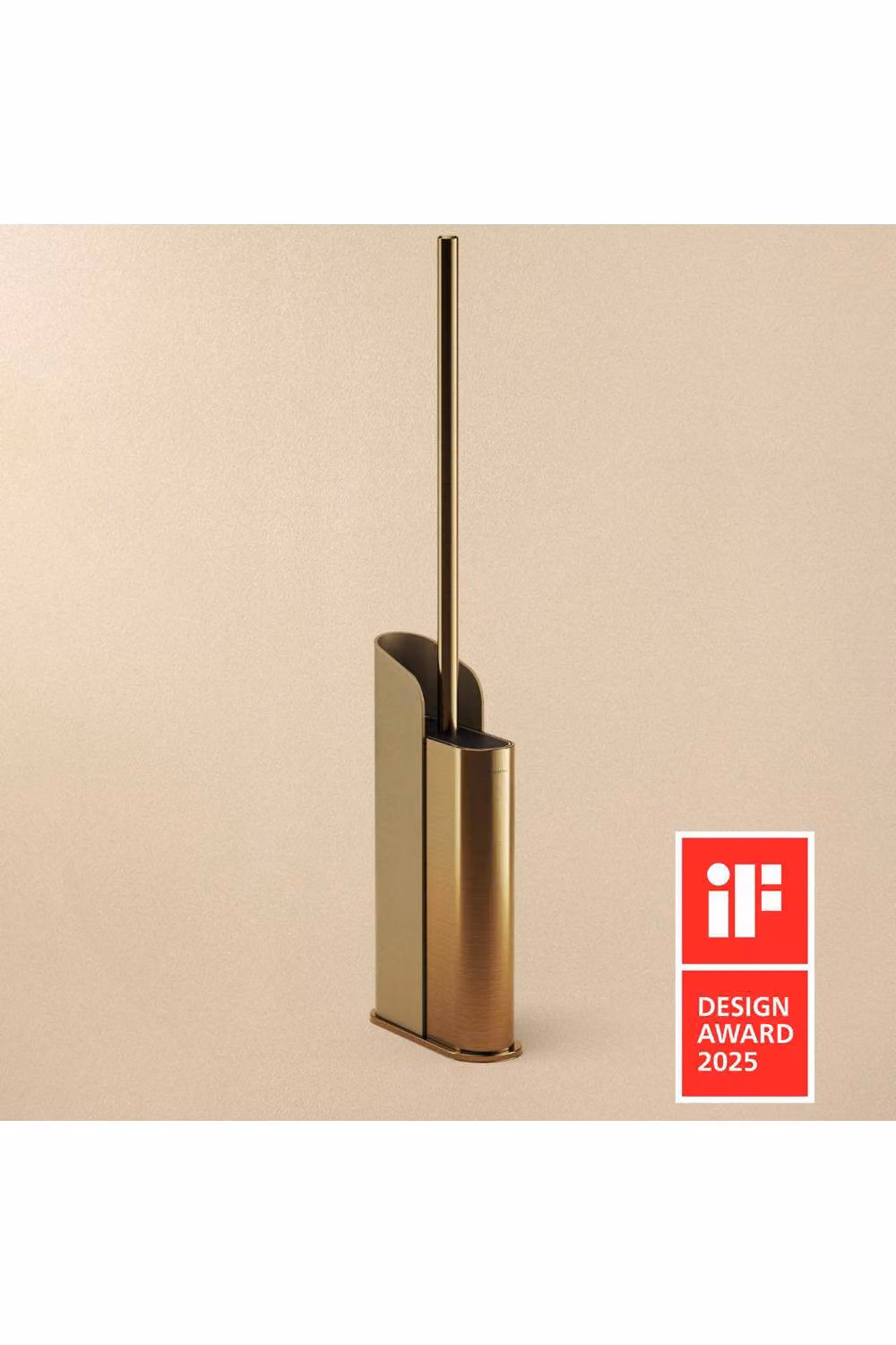 Cosmic Flat Collection Silicone Toilet Brush in Metallic Gold with Floor or Self-Adhesive Mounting – 2
