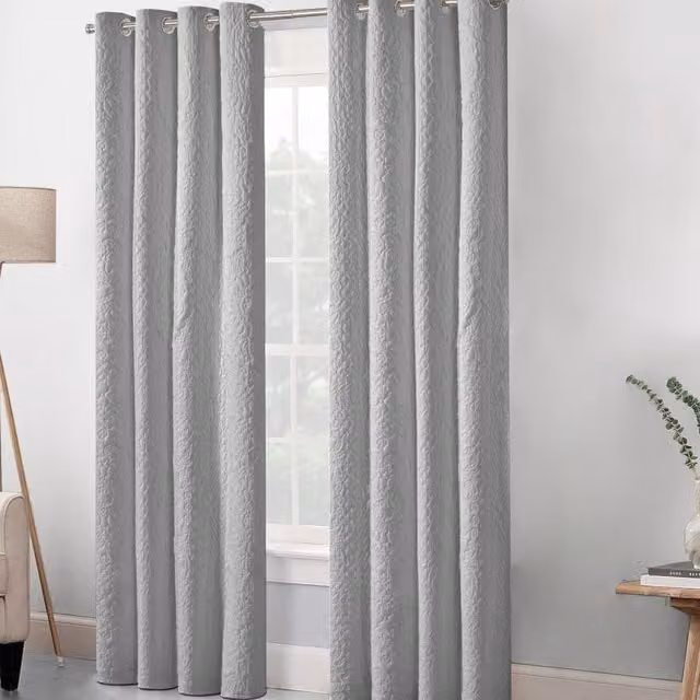 Velosso Modern Opaque Grey Fabric Panel Curtain Pair, Width: 90 cm