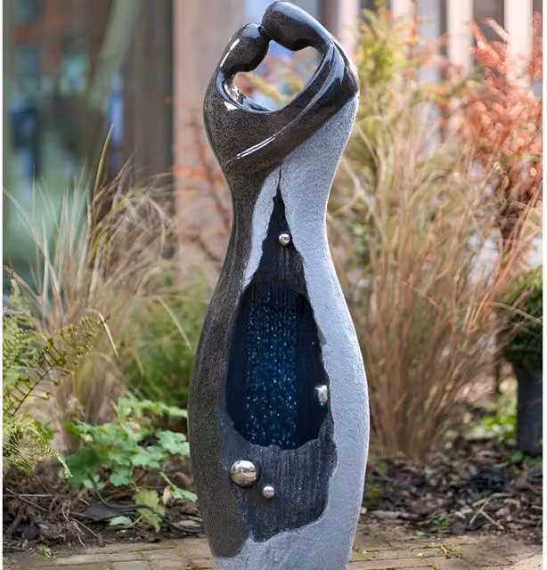 Primrose Couple The Rain Design Water Column with LED Light in Brown and Grey