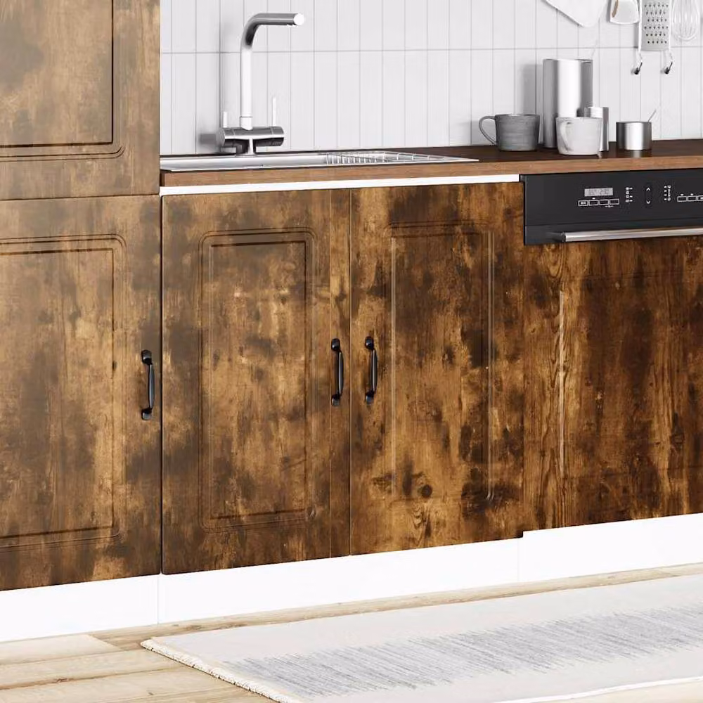 Berkfield Home Kalmar Sink Base Cabinet in Smoked Oak Brown, W/D/H: 80 x 46 x 81.5 cm – 3
