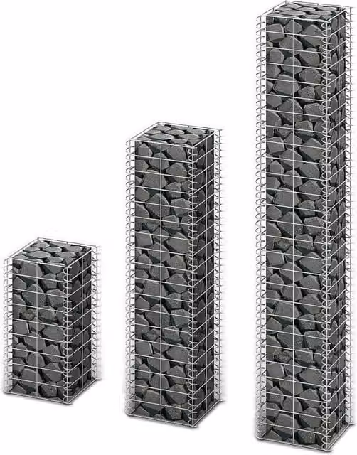 Berkfield Home 3 Piece Silver Galvanised Steel Gabion Basket Set