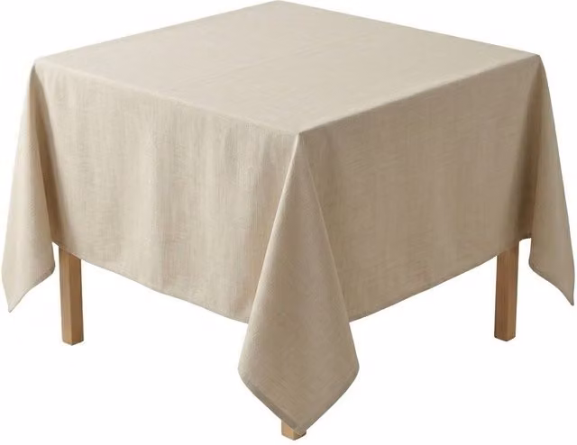 Luxury Living Easy-Care Stain-Repellent Linen-Look Square Tablecloth, Beige, W: 85 cm x D: 85 cm