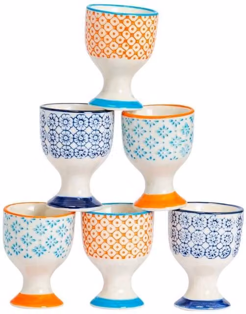 Havendro Set of 6 Hand-Printed Multicolour Porcelain Egg Cups