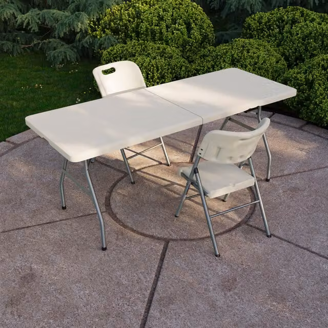 Home Vida 3 Piece Folding Garden Table and Chair Set in White