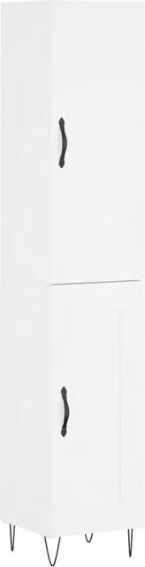 Berkfield Home White Highboard with Hinged Doors and Internal Shelves, W/D/H: 34.5 x 34 x 180 cm