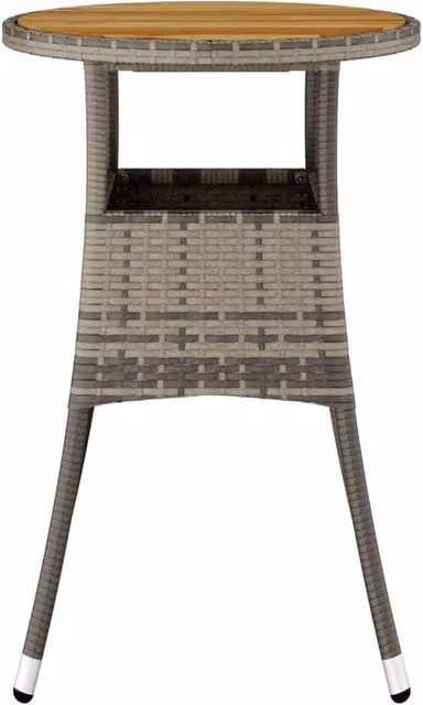 Berkfield Home Round Garden Table in Grey Acacia Wood and Poly Rattan, Diameter: 60 cm, Height: 75 cm – 1