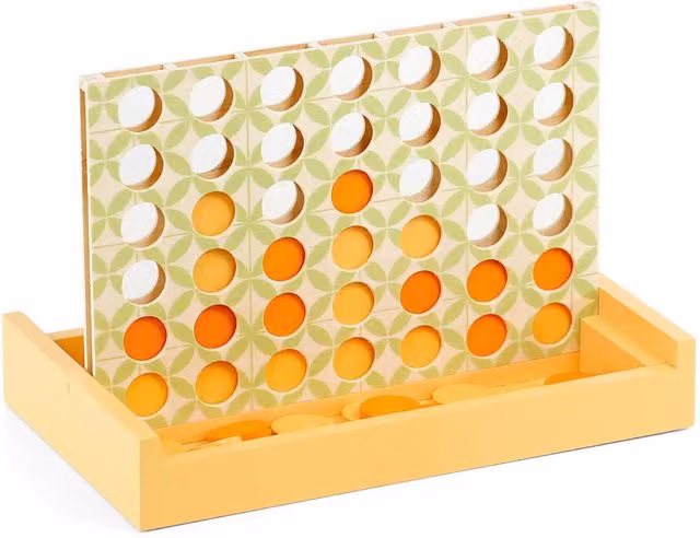The Magic Toy Shop 4 In A Line Portable Wooden Travel Board Game in Yellow