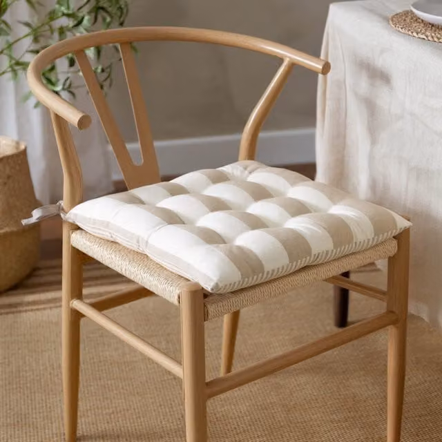 Make It A Home Modern Square Cotton Seat Pads Twin Pack in Beige and Yellow