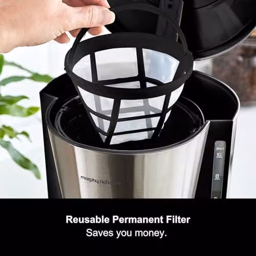 Morphy Richards Equip Filter Coffee Machine with Glass Jug in Black and Silver – 4