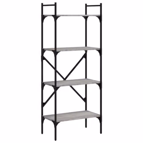 vidaXL 4-Tier Industrial Bookcase in Grey, W: 56 cm, D: 31.5 cm, H: 138.5 cm
