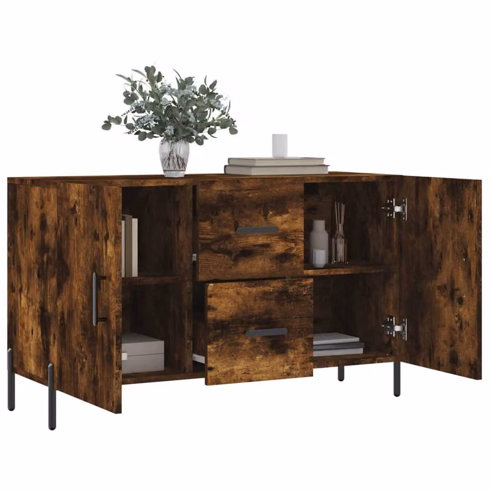 Berkfield Home Modern Smoked Oak Sideboard in Brown, W/D/H: 100 x 36 x 60 cm – 3