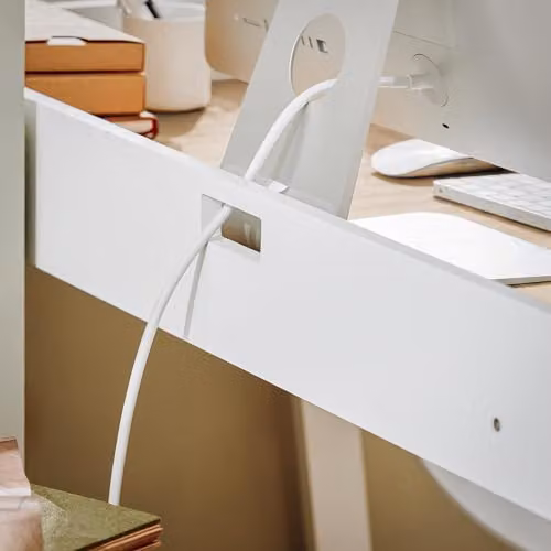 SoBuy White Computer Desk with Grommet for Home Office, W: 125 cm, D: 52 cm, H: 80 cm – 4