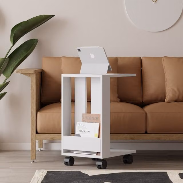 Decortie Edi Modern White Square Side Table