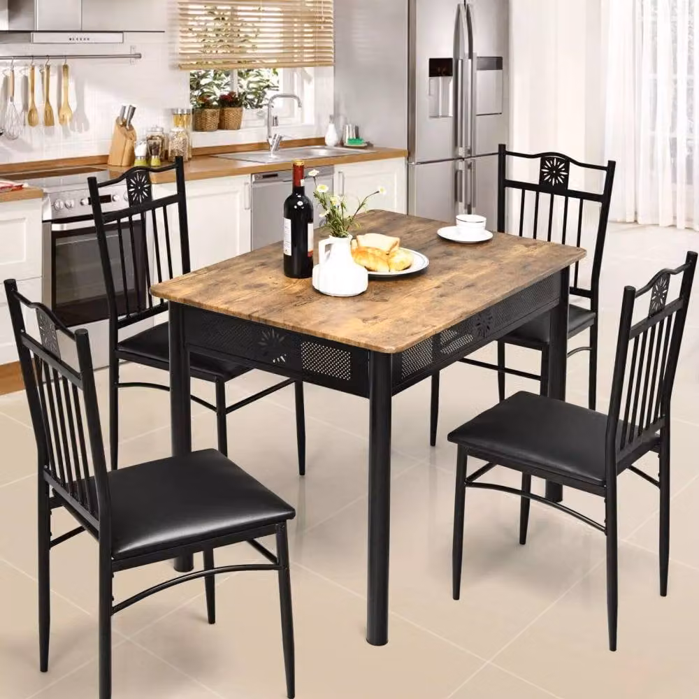 Costway 5-Piece Modern Dining Table and Chair Set with Padded Seats in Black – 4