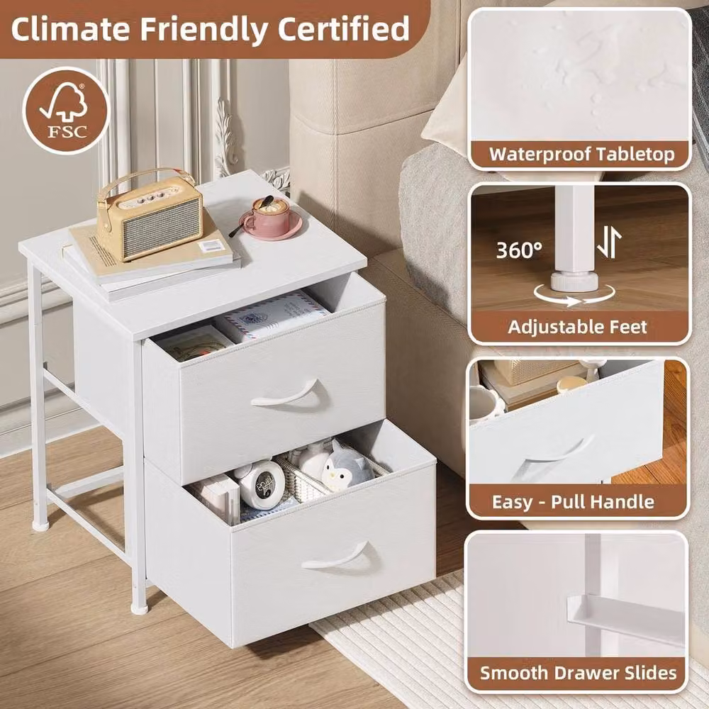 FORGEVIO White Bedside Table Set with 2 Drawers, W/D/H: 42 x 30 x 50 cm – 3
