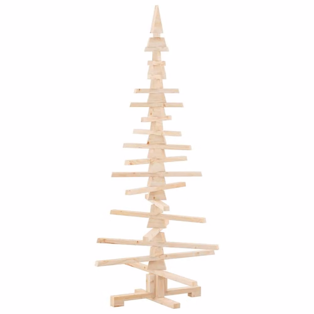 Berkfield Home Beautiful Minimalist Solid Wood Pine Christmas Tree in Beige, Height: 150 cm – 2