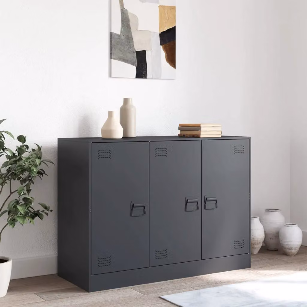 Berkfield Home Industrial Anthracite Metal Sideboard with Lock, W/D/H: 99 x 39 x 73 cm – 2