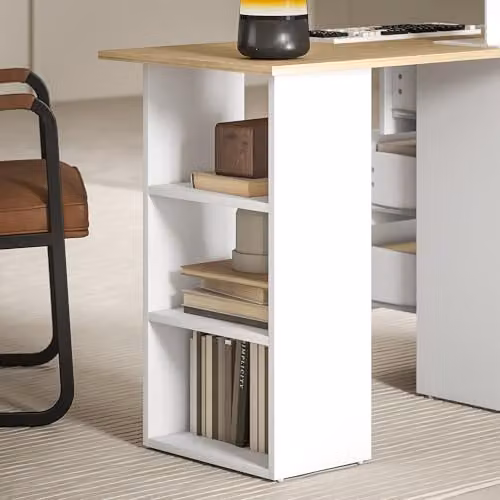 HOMCOM Modern Computer Desk in White and Beige, W/D/H: 120 x 49 x 72 cm – 5
