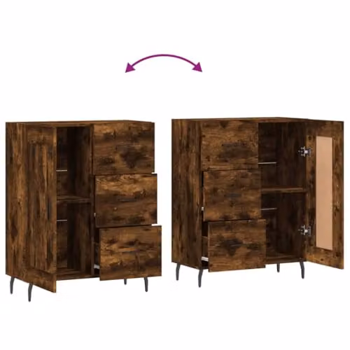 vidaXL Modern Sideboard in Smoked Oak and Brown, W/D/H: 69.5 x 34 x 90 cm – 3
