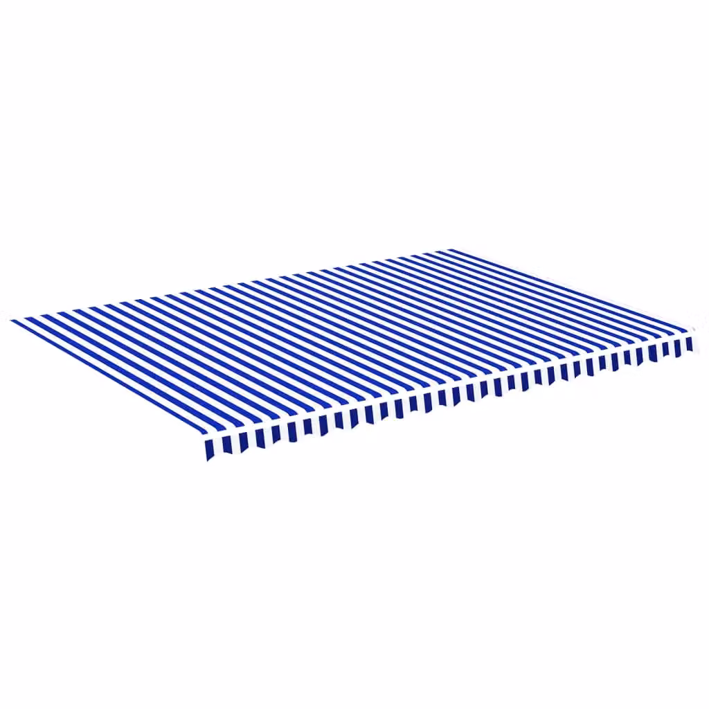 Berkfield Home Replacement Awning Fabric in Blue and White, Polyester, W: 5 m, D: 3.5 m – 2
