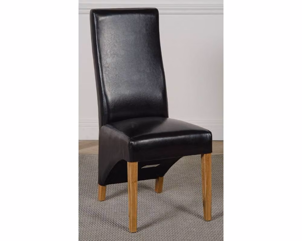 Thats Furniture Dakota Oak Dining Table and 6 Lola Black Leather Chairs Set, W: 127 cm, D: 82 cm – 6