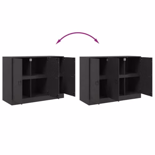 vidaXL Modern Matt Black Metal Sideboard W: 99 cm, D: 39 cm, H: 73 cm – 3