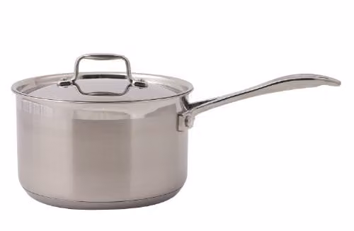 Dexam Non-Stick Stainless Steel Saucepan with Lid, Silver, 1.3 l, 14 cm