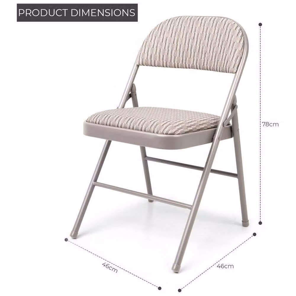 EONLION Grey Fabric Padded Folding Office Chair with Strong Metal Frame – 2