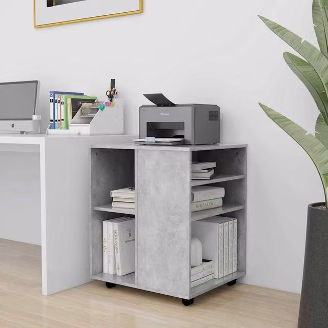 Berkfield Home Rolling Cabinet in Concrete Grey, W: 60 cm, D: 53 cm, H: 72 cm
