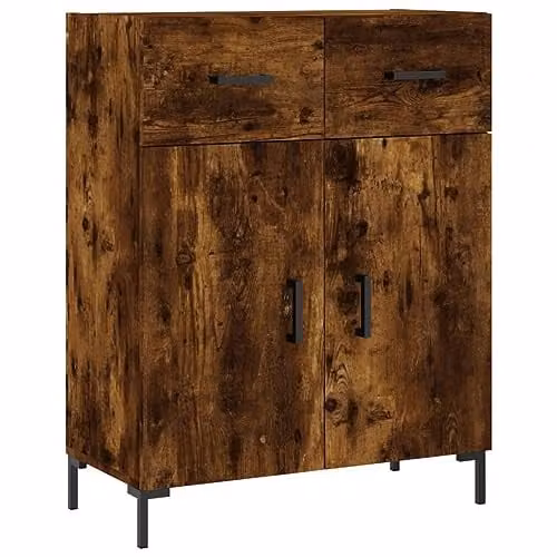 vidaXL Modern Sideboard in Smoked Oak and Brown, W/D/H: 69.5 x 34.0 x 90.0 cm