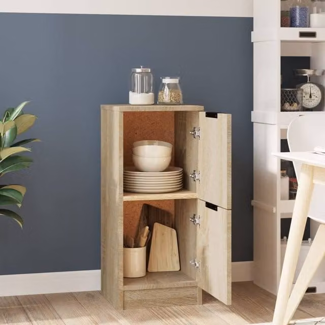 Berkfield Home Sonoma Oak Sideboard in Natural Brown, W/D/H: 30 x 30 x 70 cm – 1