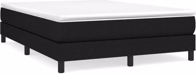 Berkfield Home Upholstered Box Spring Bed Frame in Black Fabric, W: 135 cm, L: 190 cm