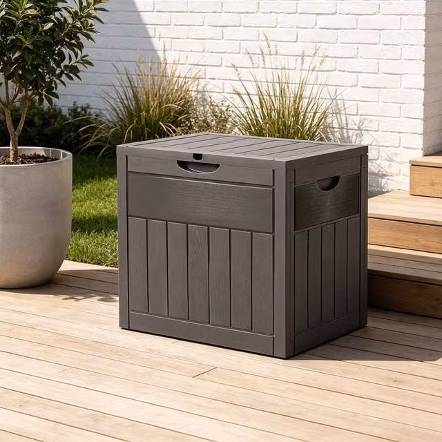 Living and Home 126L Brown Plastic Garden Storage Box with Combination Padlock – 1