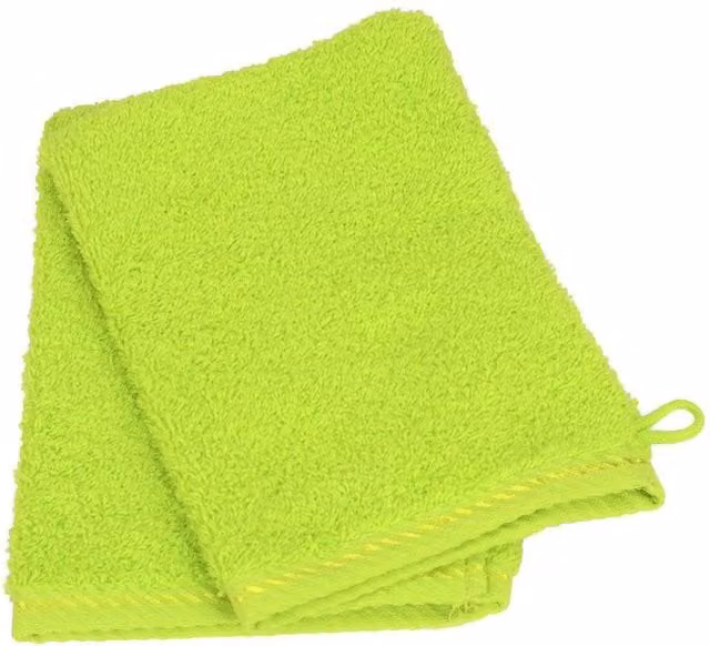 ARTG Green Satin Trim Fluffy Cotton Terrycloth Wash Glove