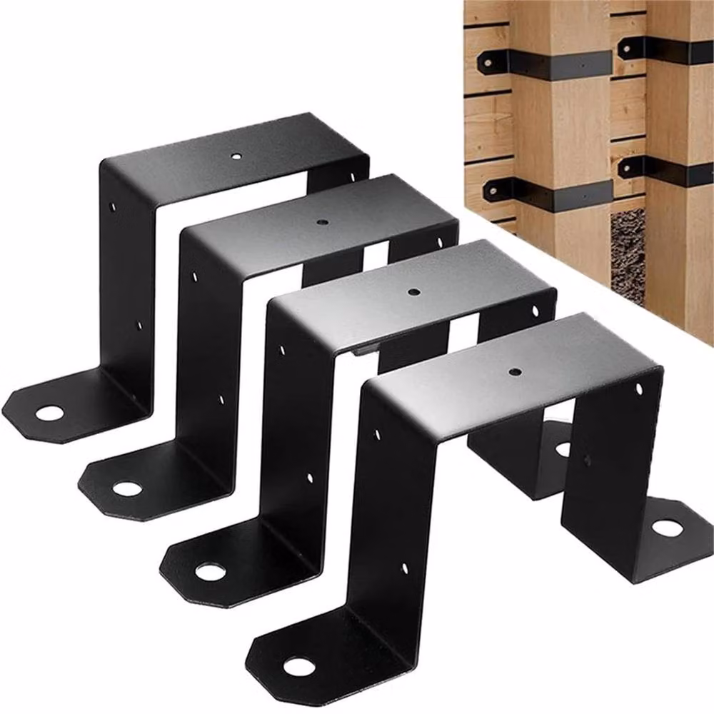 Nordara 4-Piece Heavy Duty U-Shaped Connector Bracket for Fence Panels, Black – 3