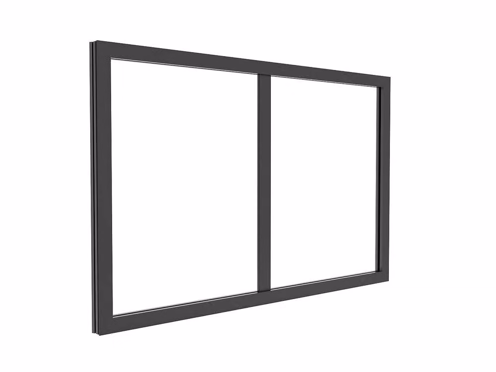 Vente-unique Powder-Coated Aluminium Workshop Transom with Glass, Black, W: 63 cm, H: 40 cm
