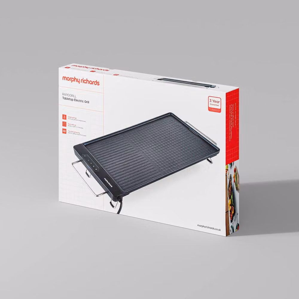 Morphy Richards Tabletop Electric Teppanyaki Griddle BBQ Hot Plate in Black, W: 52 cm, D: 28 cm – 8