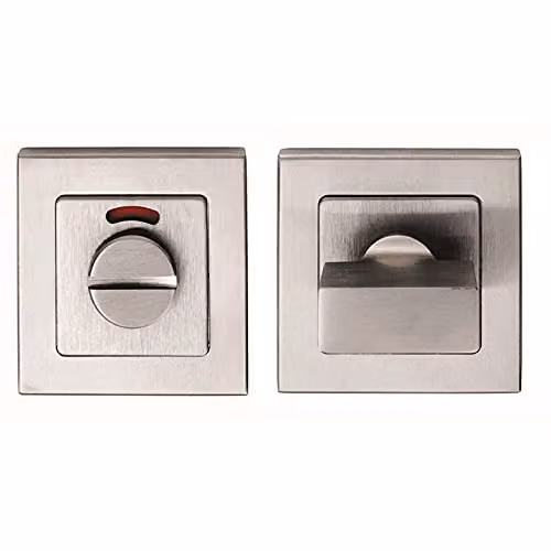 Loops Square Thumbturn Lock and Release with Indicator in Satin Stainless Steel Silver