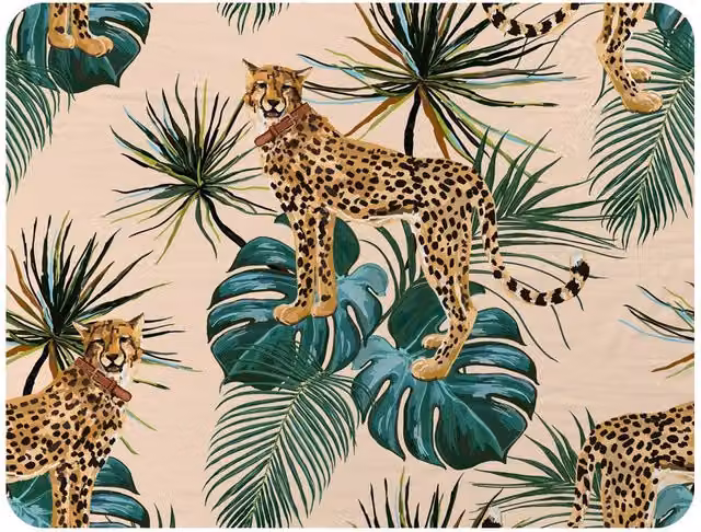 Benjamin Tate Design Tropical Cheetah Fleece Blanket in Green and Beige, W/D/H: 120 x 150 cm – 2