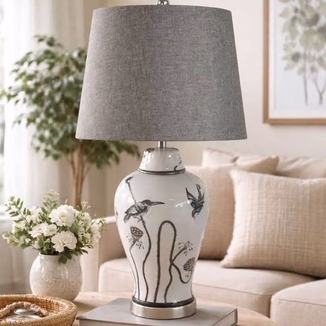Pagazzi Kayla White and Grey Ceramic Table Lamp – 1