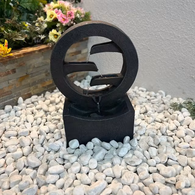 Tranquility Lunar Flow Modern Solar Cascade Water Feature in Grey