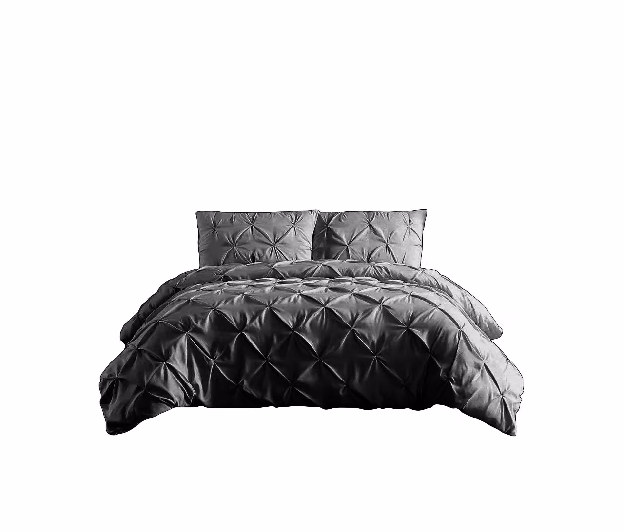 Home Sweet Home UK Pintuck Polycotton Duvet Cover and Pillowcase Set, Black, W/D/H: 200 x 200 x 48 x 74 cm – 2