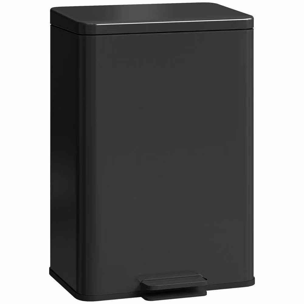 HOMCOM 20L Black Pedal Bin with Soft-Close Lid and Fingerprint-Proof Finish – 2