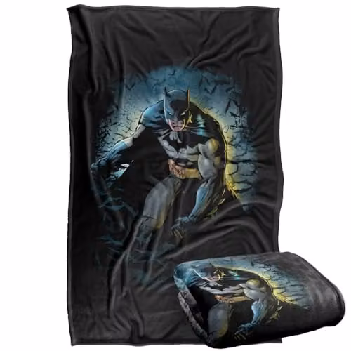 Warner Bros. Batman Bat Cave Super Soft Fleece Throw Blanket, Multicolour
