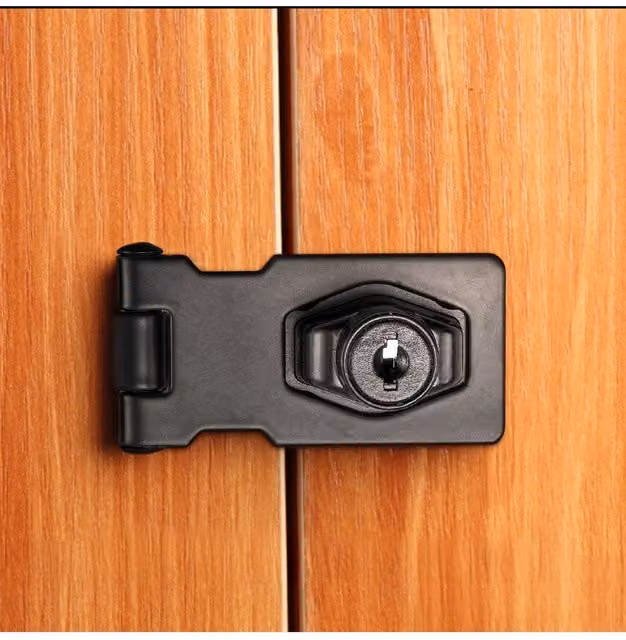 Living and Home Black Metal Mechanical Keyed Hasp Lock with Twist Knob for Cabinets